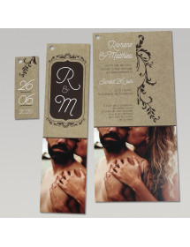 Faire-part de mariage triptyque "romantique"